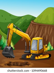 An Excavator Diging the Ground illustration