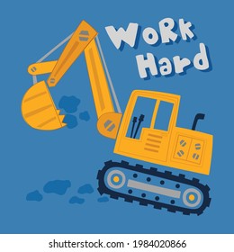 Excavator Drawing for Kids Apparels and More