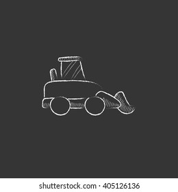 Excavator. Drawn in chalk icon.