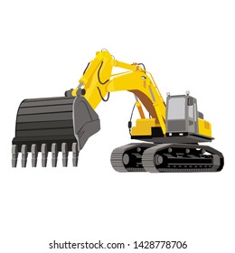 Excavator with a dumper on caterpillars is powerful