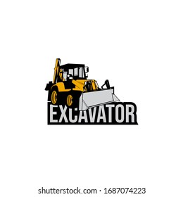 Excavator Earthworks Logo Design Concept Vector