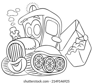 Excavator Element Coloring Page Cartoon Style Stock Vector (Royalty ...