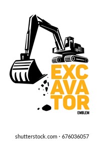 Excavator Emblem. Vector Illustration