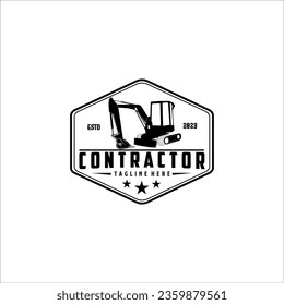 The excavator is equipped with land leveling equipment logo design