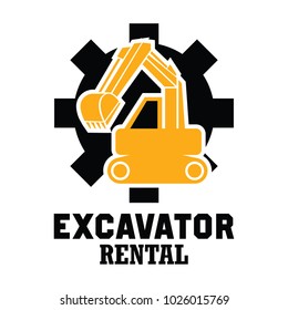 excavator / excavation logo, emblems and insignia with text space for your slogan / tagline. vector illustration