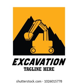 excavator / excavation logo, emblems and insignia with text space for your slogan / tagline. vector illustration