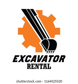 excavator / excavation logo, emblems and insignia with text space for your slogan / tagline. vector illustration