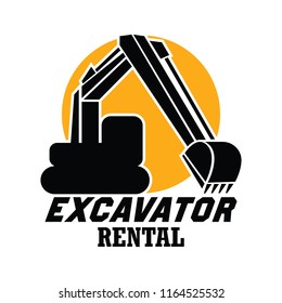 excavator / excavation logo, emblems and insignia with text space for your slogan / tagline. vector illustration