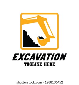 excavator / excavation logo, emblems and insignia with text space for your slogan / tagline. vector illustration