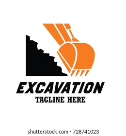 excavator / excavation logo, emblems and insignia with text space for your slogan / tagline. vector illustration