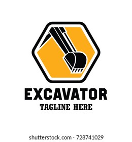 excavator / excavation logo, emblems and insignia with text space for your slogan / tagline. vector illustration