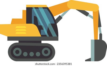 Icono plano de la excavadora. Vista lateral del bulldozer