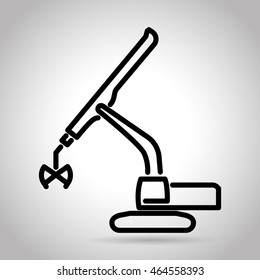 excavator flat line icon