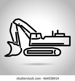 excavator flat line icon