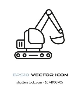 excavator flat line icon vector