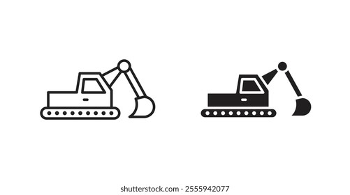 Excavator flat simple vector symbols illustration.