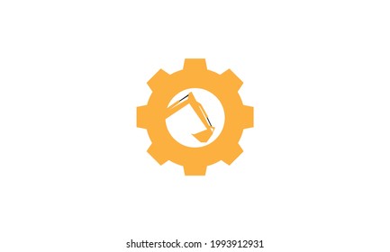 Excavador con diseño de iconos vectoriales del logotipo abstracto de engranajes