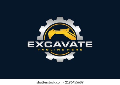 excavator gear industry emblem logo