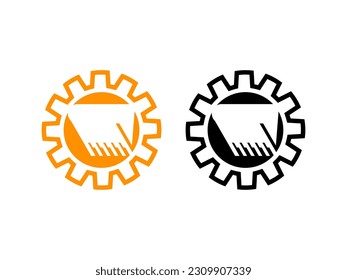 Excavator gear logo icon vector template