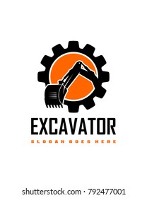 Excavator gear logo template vector