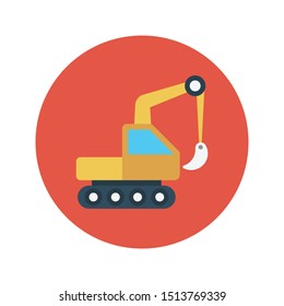 excavator glyph flat vector icon