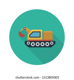 excavator glyph flat vector icon