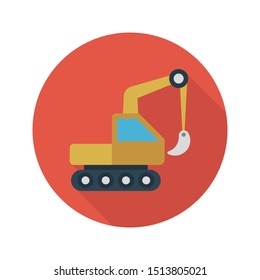 excavator glyph flat vector icon