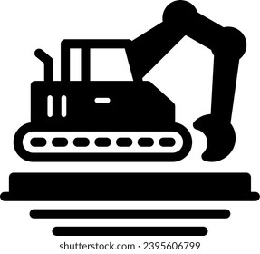 Excavator Glyph Solid Icon Vector Design