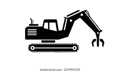 Excavator Grapple icon for construction work. Flat vector graphic.