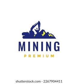 icono del vector de diseño del logotipo de oro del pico de minería de tierra de excavación