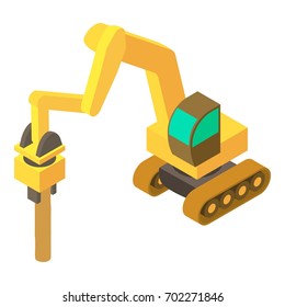 Excavator Hammer Icon. Isometric Illustration Of Excavator Hammer Vector Icon For Web