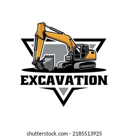 excavator heavy duty construction illustration logo vector