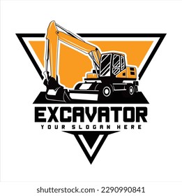 excavator heavy duty construction illustration logo vector. logo excavator contruction good for your brand