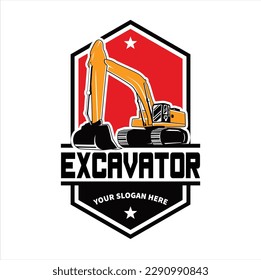 excavator heavy duty construction illustration logo vector. logo excavator contruction good for your brand