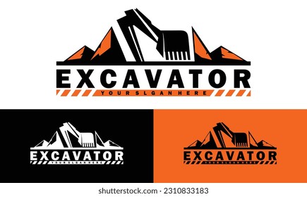 logotipo de la ilustración de la construcción de trabajos pesados de excavadora simple vector. la construcción de la excavadora de logotipo es buena para su marca