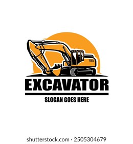 Excavator heavy duty construction logo vector design illustration. Best for construction related industry