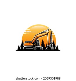 excavator - heavy equipment construction - earth mover logo vector isolated