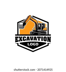 excavator - heavy equipment construction - earth mover logo vector isolated