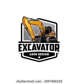 excavator - heavy equipment construction - earth mover logo vector isolated	