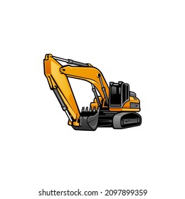Excavator - Heavy Equipment Construction - Earth Mover Vector Isolated	