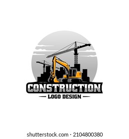 excavator - heavy equipment construction - earth mover logo vector isolated