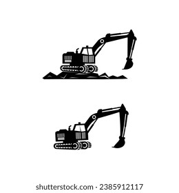 excavator - heavy equipment construction - earth mover vector