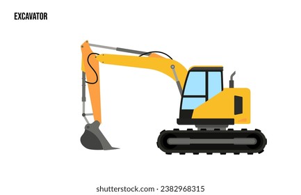 Excavator heavy equipment Flat illustration, Excavator heavy equipment Logo Template vector