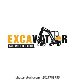 excavator heavy equipment illustration logo design