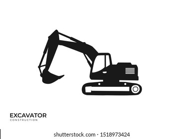 Excavator heavy equipment template vector for construction company. Excavator silhouette template vector