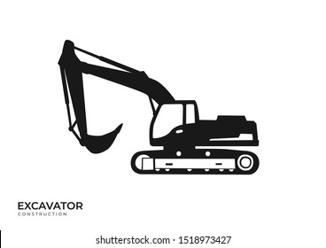 Excavator heavy equipment template vector for construction company. Excavator silhouette template vector