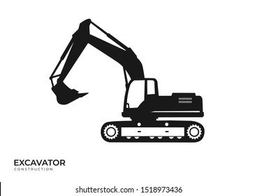 Excavator heavy equipment template vector for construction company. Excavator silhouette template vector.Creative excavator illustration for designs template.