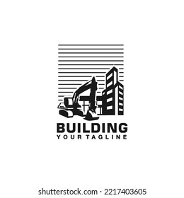 Excavator Heavy Equipment Vector Illustration Logo Design Template
