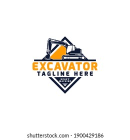 Excavator Heavy Industrial Equipment Logo Design Template