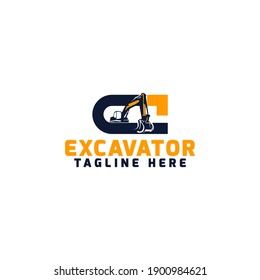 Excavator Heavy Industrial Equipment Logo Design Template